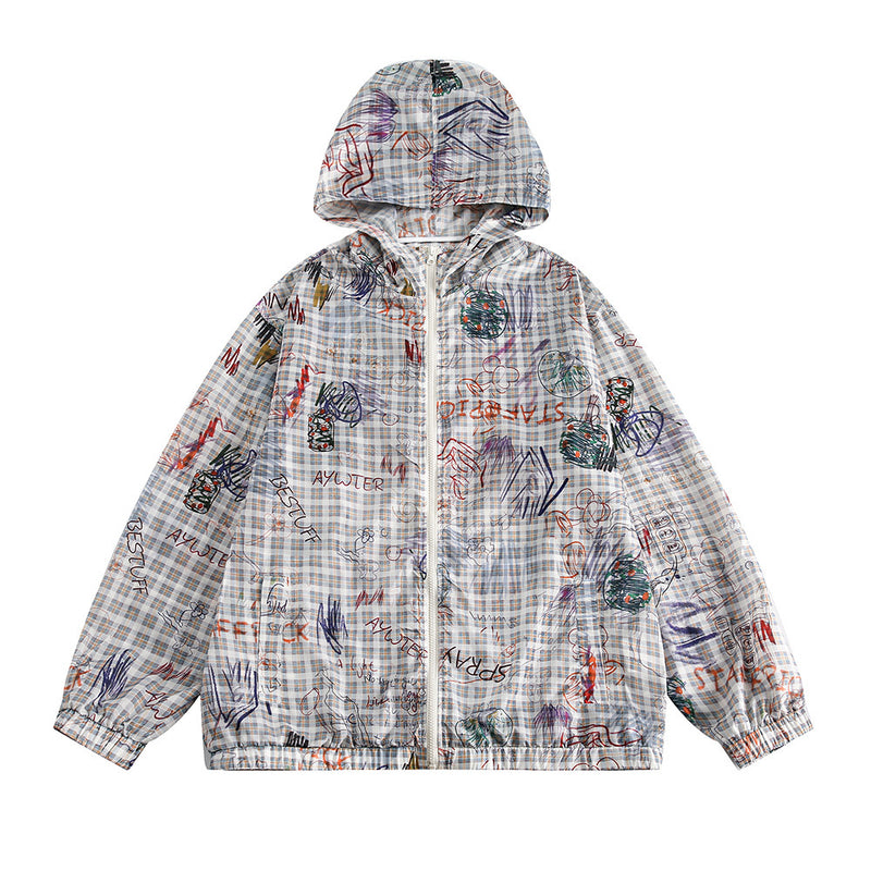 Graffiti Plaid Hooded Suits
