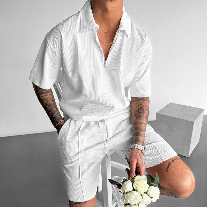 Casual Modern Short Sleeve Matching Shorts Set