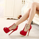 Ankle T-strap Platform Peep Toe Pumps - Party & Dress Heels