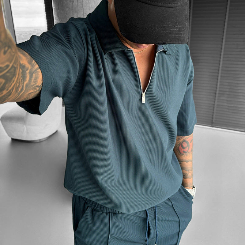Casual Modern Short Sleeve Matching Shorts Set
