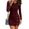 Button Bottom - Hip Skirt Long Sleeve Dress