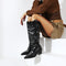 Chunky Heel Spider Print Knee High Boots