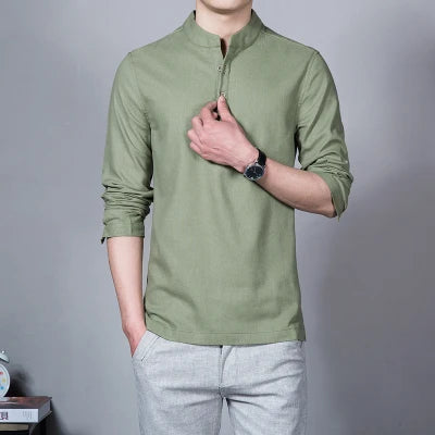 Stand Collar Long-sleeved Slim Base Shirt