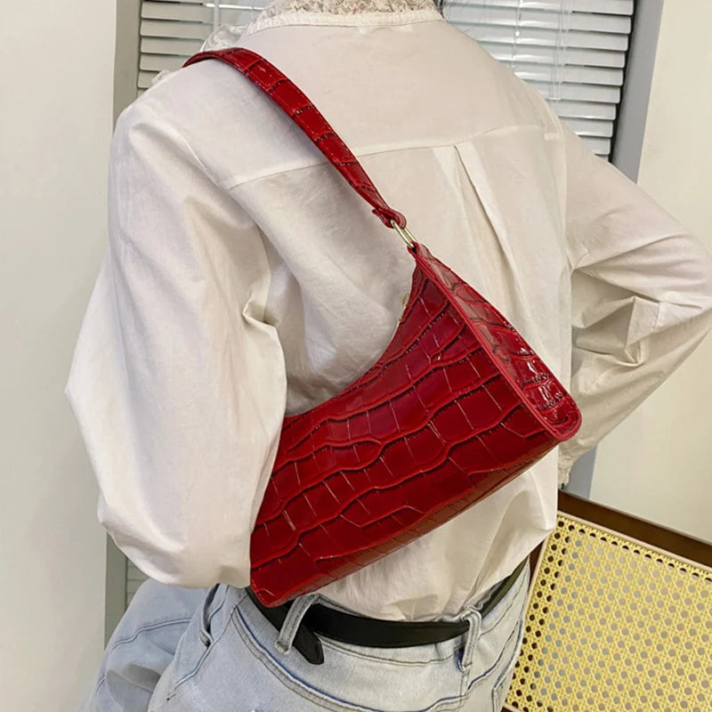 Alligator Pattern Armpit Handbag