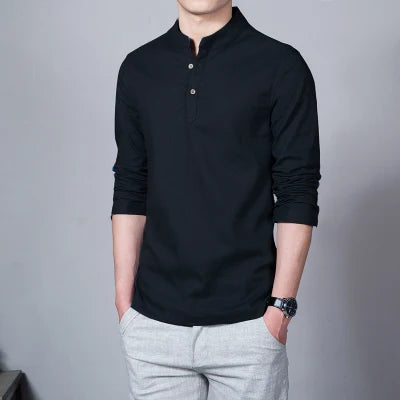 Stand Collar Long-sleeved Slim Base Shirt
