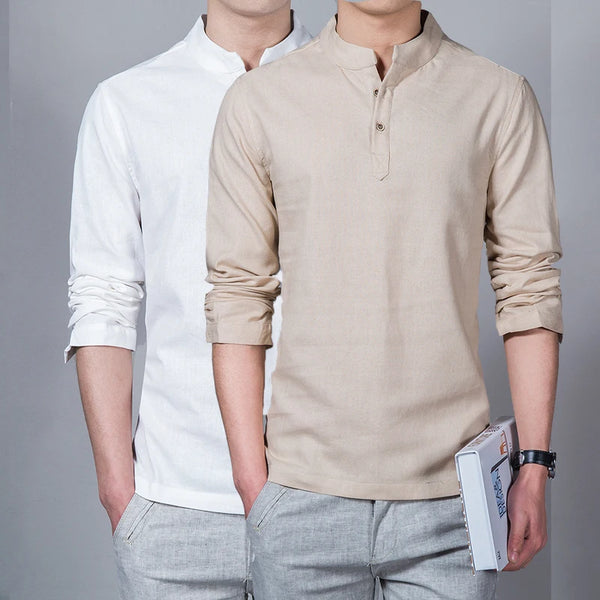 Stand Collar Long-sleeved Slim Base Shirt