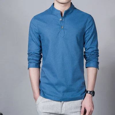 Stand Collar Long-sleeved Slim Base Shirt