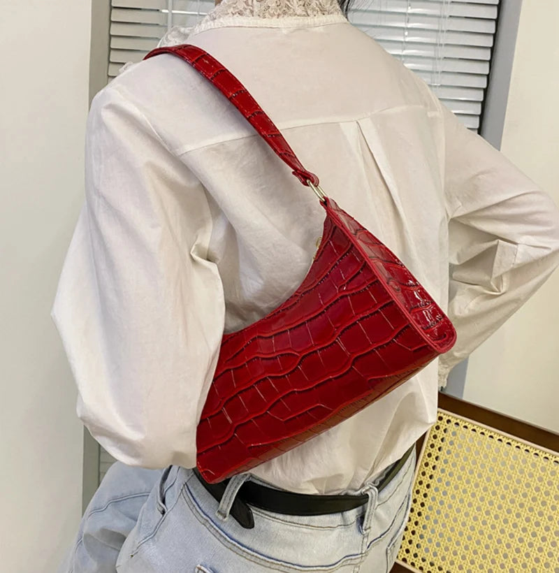 Alligator Pattern Armpit Handbag