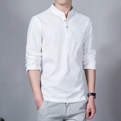 Stand Collar Long-sleeved Slim Base Shirt