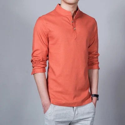 Stand Collar Long-sleeved Slim Base Shirt