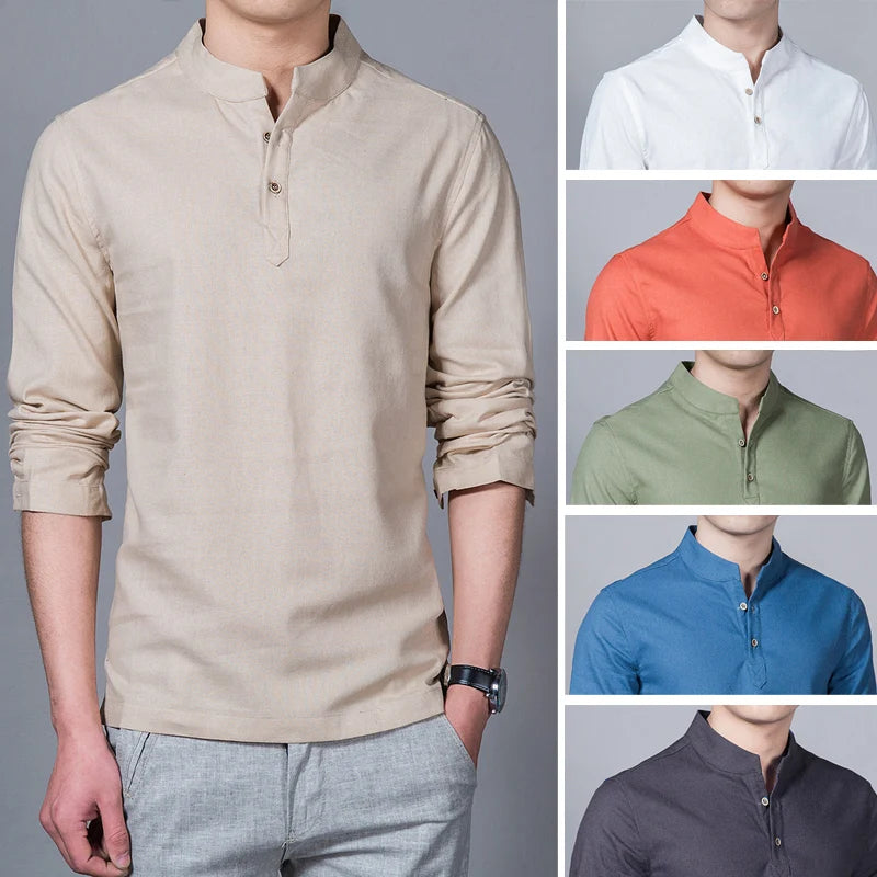 Stand Collar Long-sleeved Slim Base Shirt