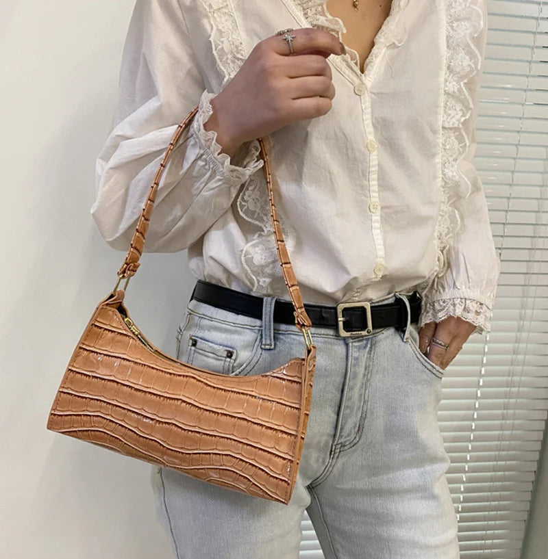Alligator Pattern Armpit Handbag