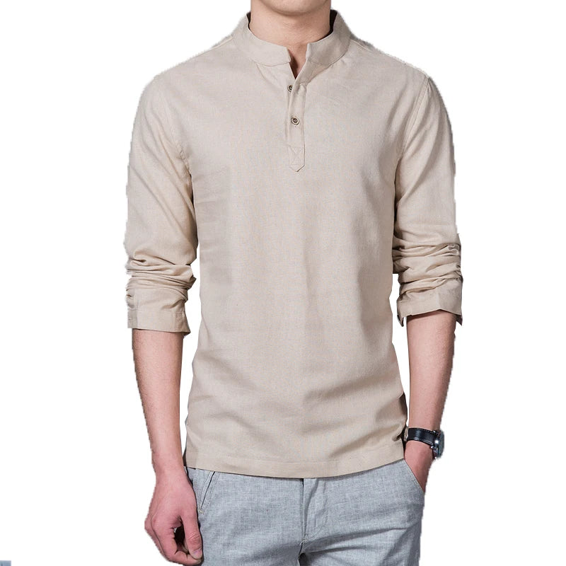 Stand Collar Long-sleeved Slim Base Shirt