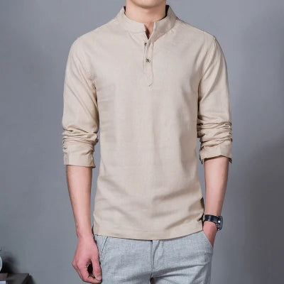 Stand Collar Long-sleeved Slim Base Shirt