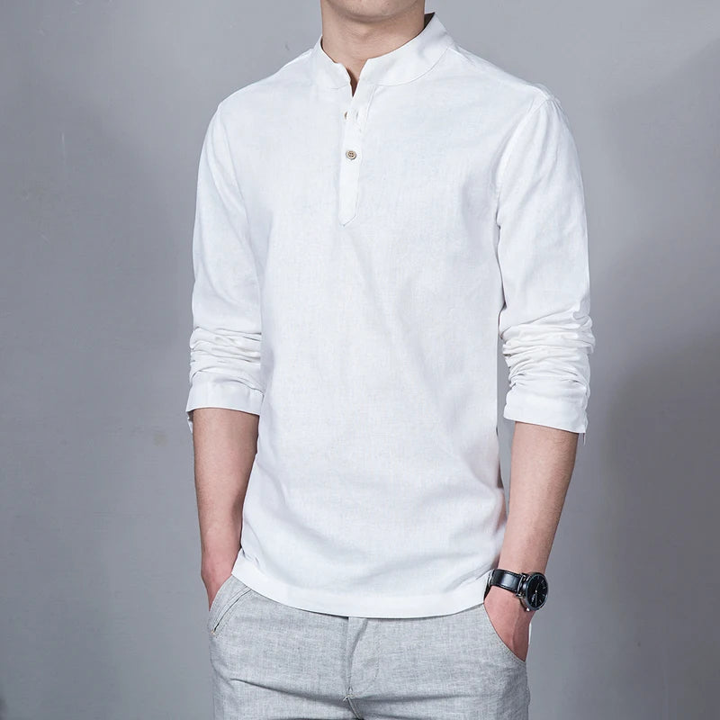 Stand Collar Long-sleeved Slim Base Shirt