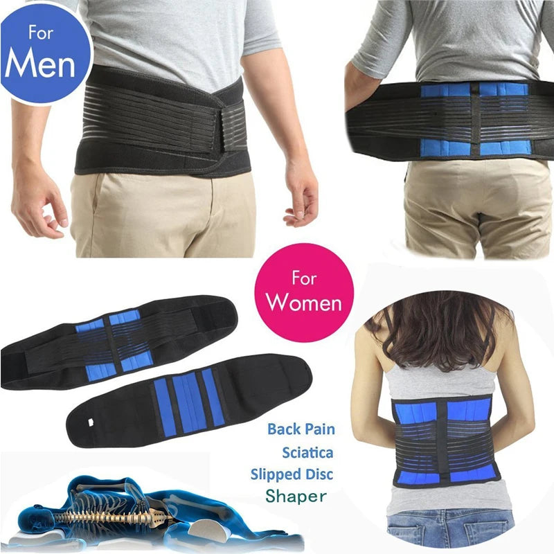Tcare Adjustable Neoprene Double Pull Lumbar Support Lower Brace Pain Relief Waist Band S-6XL Plus Size, Unisex Back Belt Lumbar