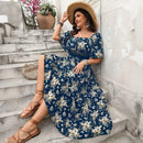 Square Neck Short Sleeved Casual Dress