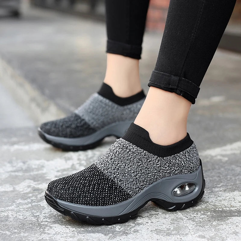 Breathable Walking Mesh Platform Shoes
