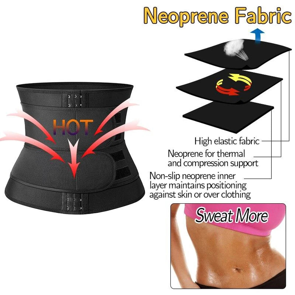 Neoprene Waist Trainer Corset | Sweat Trimmer & Back Support Belt