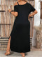 Elegant Slit Metal Buckle Single Shoulder Short Sleeve Dress