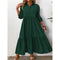 Casual Dress with Mid-Length Sleeves Front Pleated Button