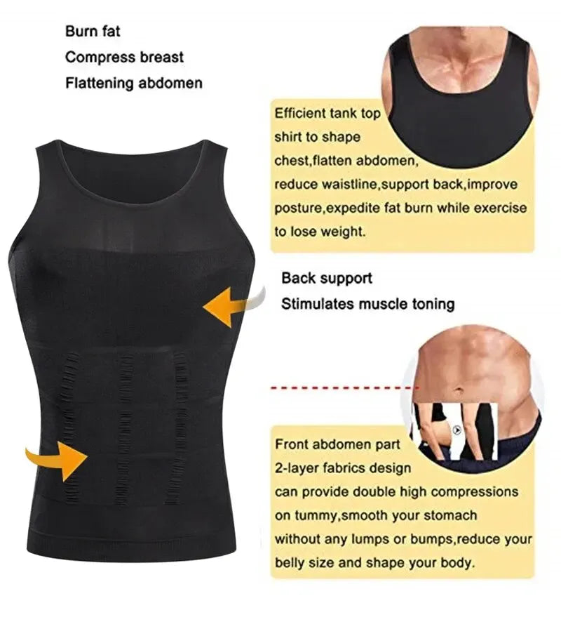 Men's Seamless Compression Vest | Tummy & Waist Shaper Undershirt