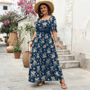 Square Neck Short Sleeved Casual Dress