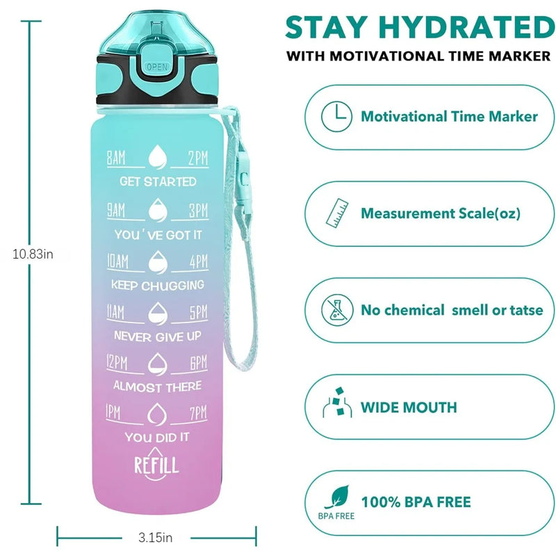 32 oz  Bottle -Straw- Carrying Strap -Leakproof BPA & Toxic Free