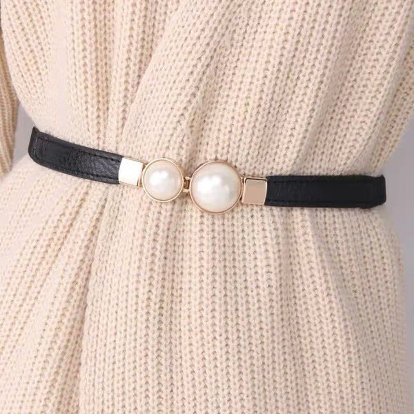 Elegant Double Pearls Buckle