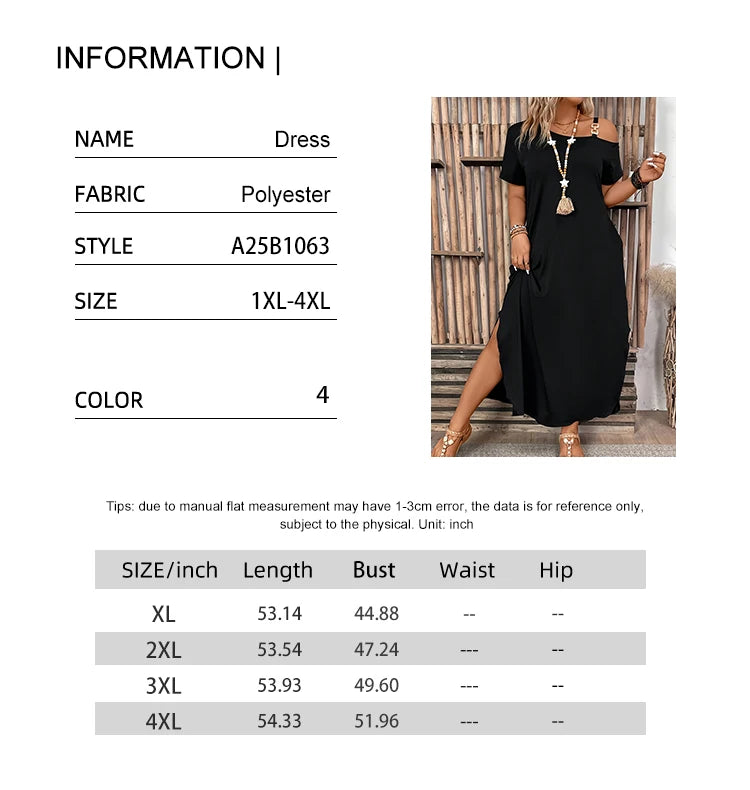Elegant Slit Metal Buckle Single Shoulder Short Sleeve Dress
