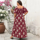 Square Neck Short Sleeved Casual Dress