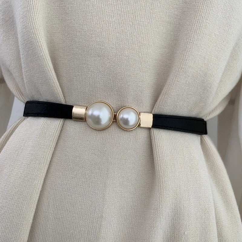 Elegant Double Pearls Buckle