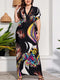 Deep V - neck & Artistic Patterns Dress