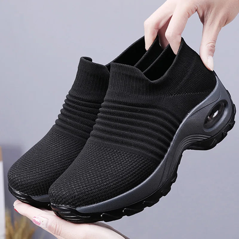 Breathable Walking Mesh Platform Shoes