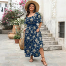 Square Neck Short Sleeved Casual Dress