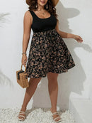 Summer Knit Floral Printed Dress No sleeves