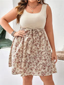 Summer Knit Floral Printed Dress No sleeves