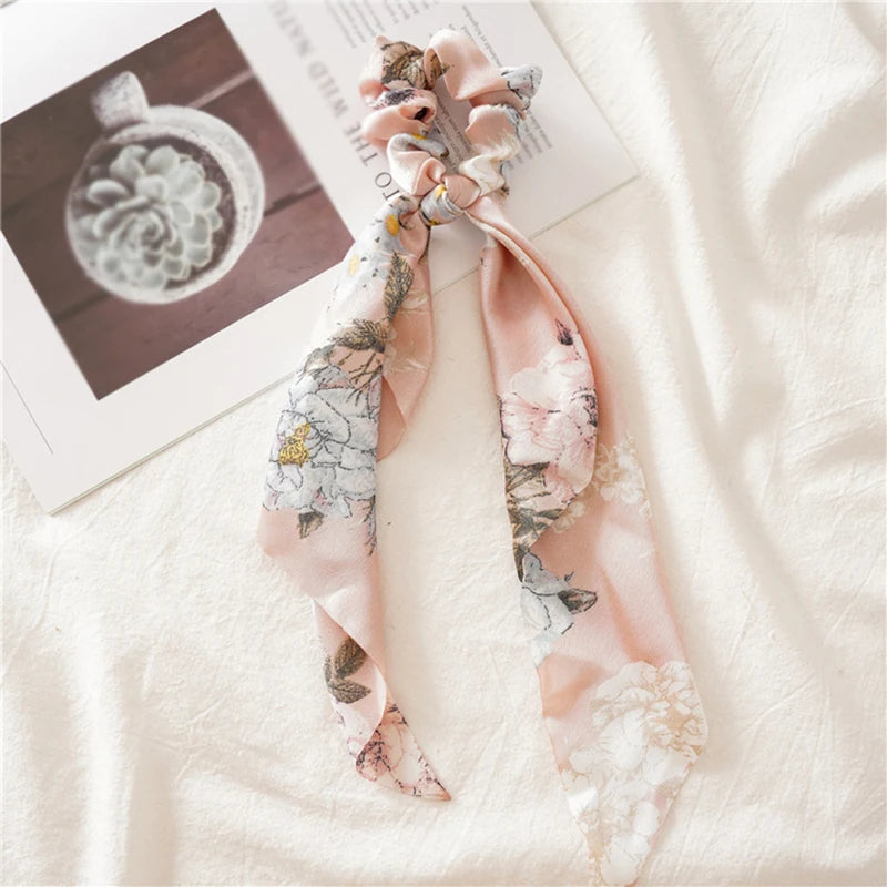 Elastic Headband Scrunchies With Ribbon