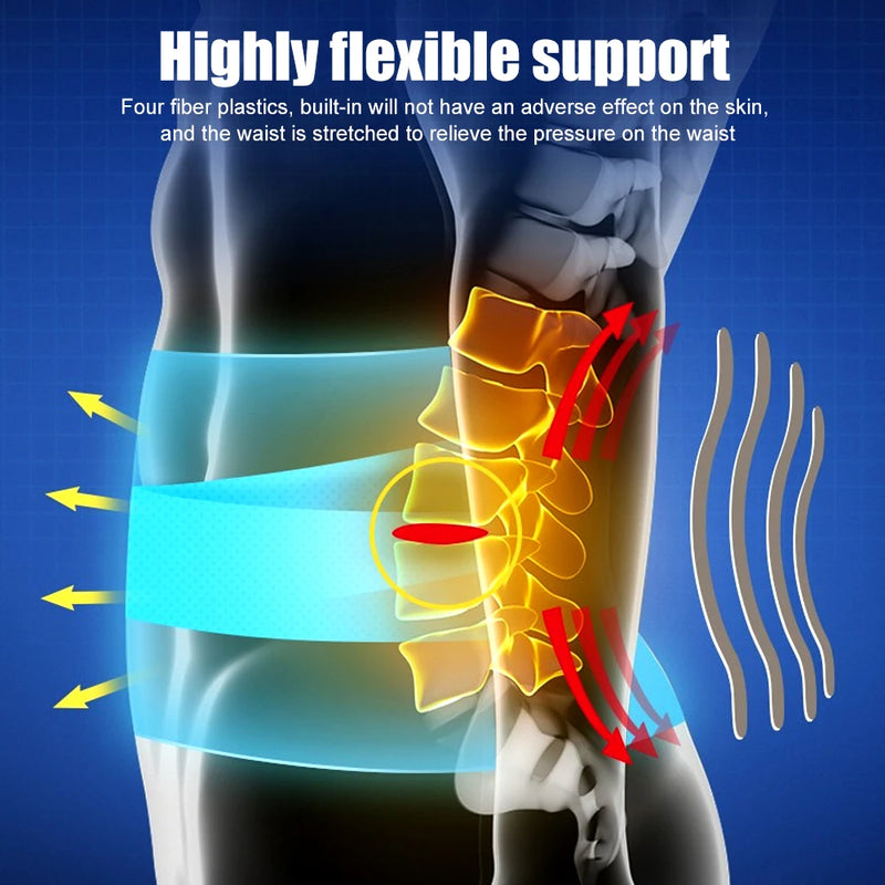 Tcare Adjustable Neoprene Double Pull Lumbar Support Lower Brace Pain Relief Waist Band S-6XL Plus Size, Unisex Back Belt Lumbar