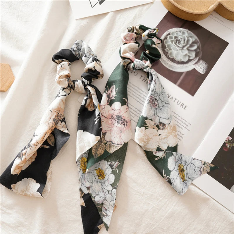Elastic Headband Scrunchies With Ribbon
