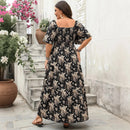 Square Neck Short Sleeved Casual Dress