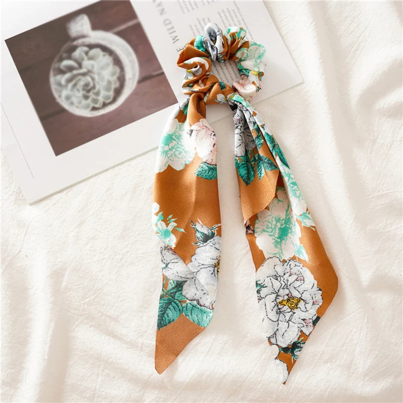 Elastic Headband Scrunchies With Ribbon