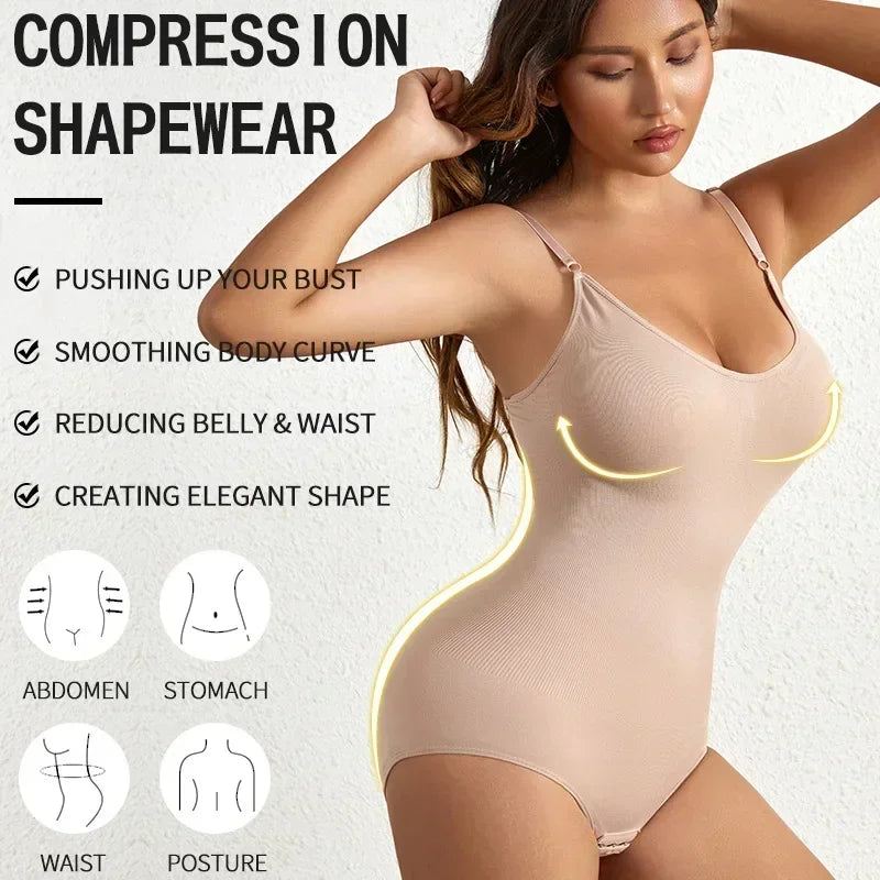 Seamless Tummy Control Body Shaper Bodysuit for Women