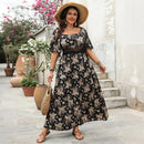 Square Neck Short Sleeved Casual Dress