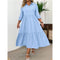 Casual Dress with Mid-Length Sleeves Front Pleated Button