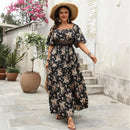 Square Neck Short Sleeved Casual Dress