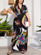 Deep V - neck & Artistic Patterns Dress