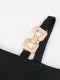 Elegant Slit Metal Buckle Single Shoulder Short Sleeve Dress