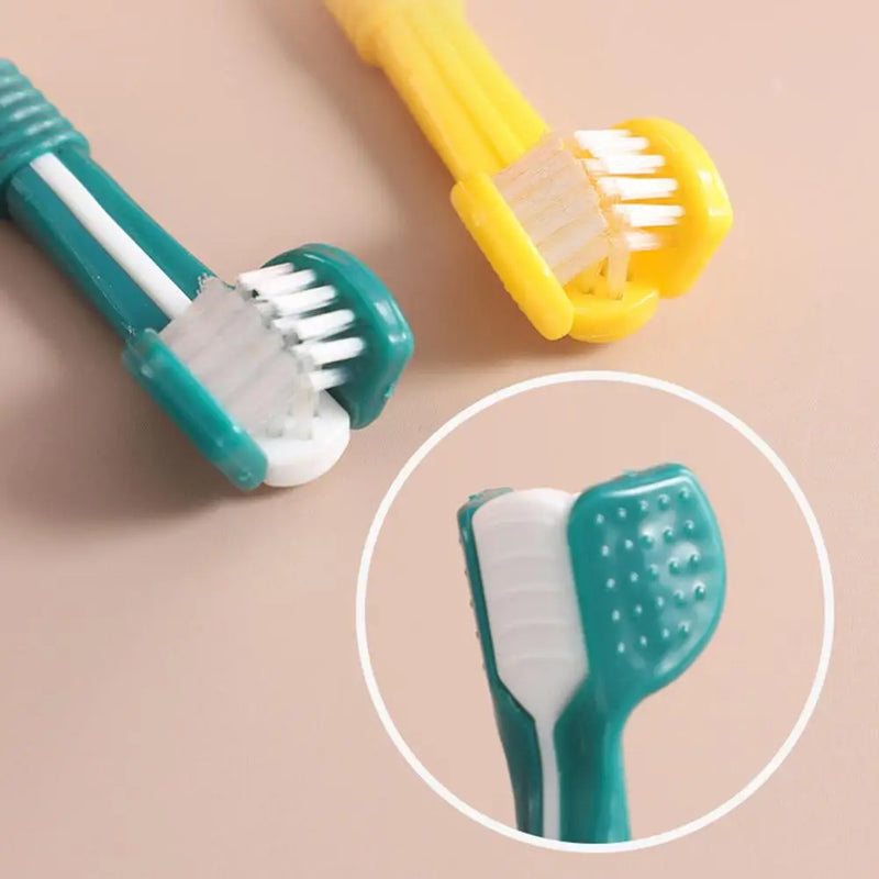 Three-Head Pet Toothbrush For Dogs And Cats