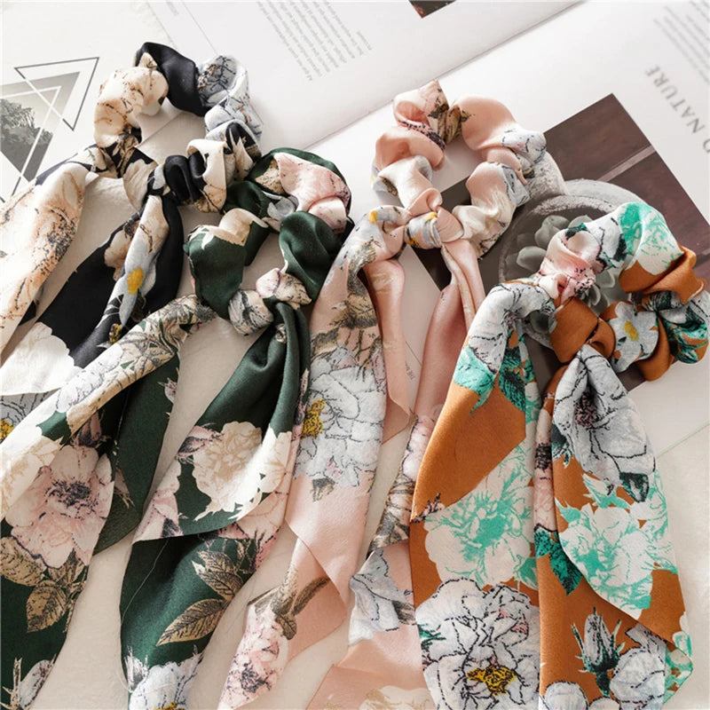 Elastic Headband Scrunchies With Ribbon
